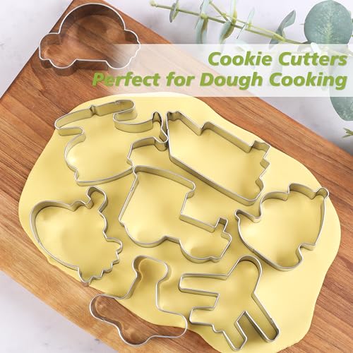 ZADE Transportation Theme Car Boat Airplane Cookie Cutters Set 8 Pcs Non-Stick Stainless Steel Cookie Biscuit Sandwich Mold, Fruit Cake Fondant Cutter for Baking - color: Transportation theme