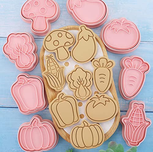 8 Pcs Vegetable Cookie Cutter,Cookie Stamps,Biscuit Cutters (Vegetables)