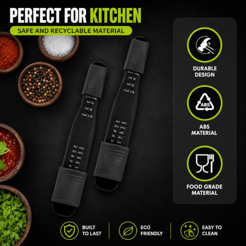 GOCHA Gadgets Adjustable Measuring Spoon, Double Ended, 9-in-1, Black - color: Black