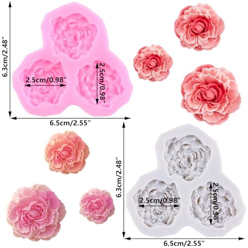 3D Peony Flower Fondant Mold Flower Silicone Molds Set Of 2 - color: Style C