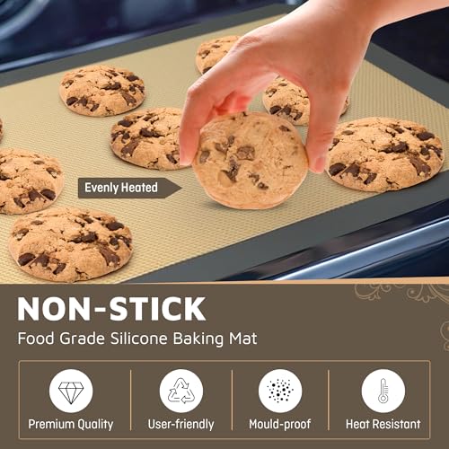 4 Pack Silicone Baking Mat Nonstick 2 Half and 2 Quarter Size - 1/4 Silicone Cookie Sheets for Baking Macaron Cookie Set of 2-2 Pack Thick Heavy Duty Reusable Mats Half Sheet for Kitchen Counter - size: 2 Half + 2 Quarter Sheets
