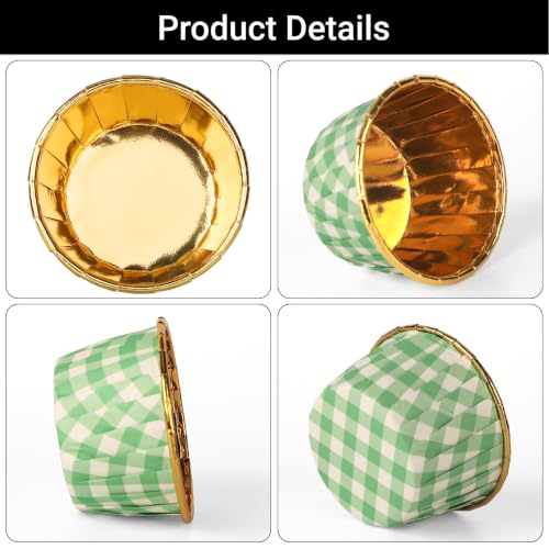 EUSOAR Cupcake Liners, 50pcs 3.5oz Green White Foil Baking Cups for Cupcake - color: Green/White, size: 50pcs