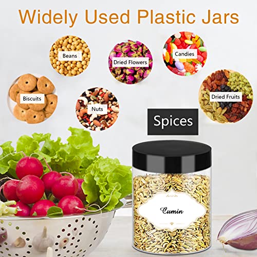 PeacePeo 8 OZ Plastic Jars with Lids, 48 Pcs Slime Storage Containers