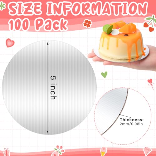 Newtay 100 Pcs 5 Inch Mini Round Cake Boards, Silver - color: Silver
