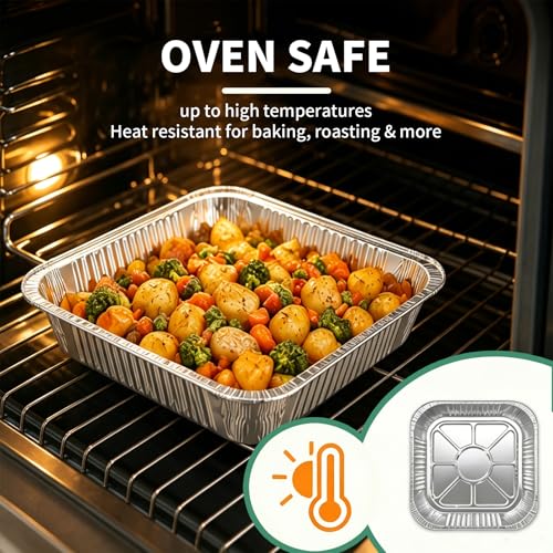 8x8 Aluminum Foil Pans with Clear Lids 20 Pack - Cake Baking Pans