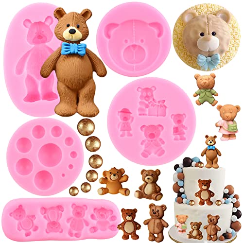 ZiXiang Pearl Fondant Mold Bear Silicone Fondant Molds Set Of 5 - color: Style A
