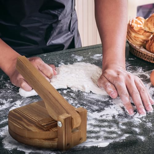 VOSAREA Wooden Dumpling Dough Presser Food Grade Dough Pressing Tool with Handle for Dumpling Wrappers Pastry Biscuits Easy Kitchen Use for Home Cooking
