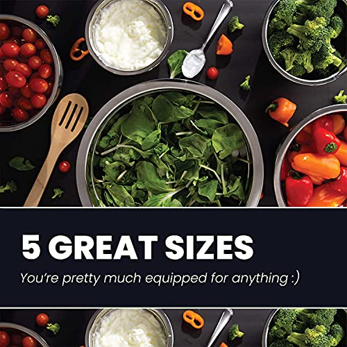 10-Piece Stainless Steel Mixing Bowl Set with Lids for Food Prep & Storage - color: Light Blue Bowls - With White Lids