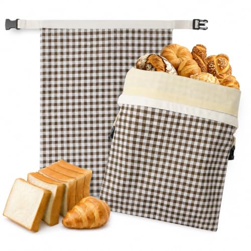 2-Pack Reusable Beeswax Bread Bags for Homemade Sourdough - color: Coffee