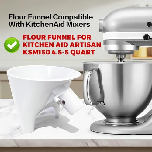 2026 New Flour Funnel for Kitchen Aid Mixer,Fits Tilt-Head 4.5–5Qt (KSM150) - color: B Purple2