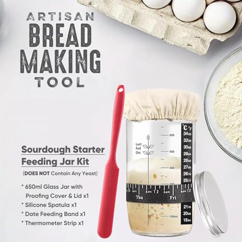 Boxed Sourdough Starter Feeding Jar Kit with Oval Proofing Basket and Bread Making Tools Bread Making Accessories - size: Oval
