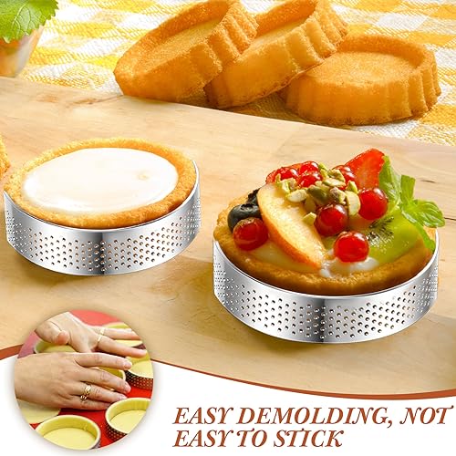 Mumufy 2.4" Perforated Tart Ring Stainless Steel Mousse Cake Ring - size: 2.4"