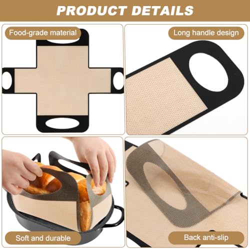 Silicone Bread Sling for Dutch Oven,2Pcs Non-Stick & Easy to Clean Bread Baking Mat Set,Food-Grade Silicone Loaf Pan Liner,Dough Transfer Tool with 4 Handles to Transfer Sourdough