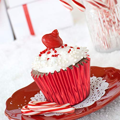 Sumind 400 Pcs Mini Foil Cupcake Liners Holiday Baking Cups,Red - color: Red