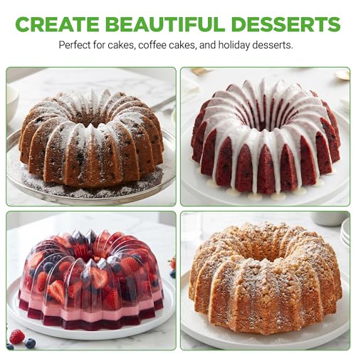 NutriChef Cake Pan - 10 Cups Die Cast Fluted Aluminum Cake Mold, Nonstick for Easy Release and Even Bake, Durable Design, Ideal for Desserts and Casseroles - style: Lines