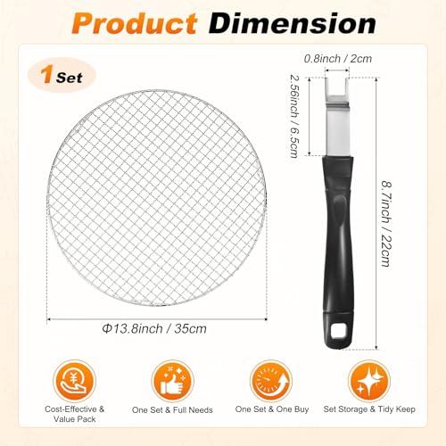 M METERXITY 1-Set Cooling Rack 13.8" Round 201 Stainless Steel, Silver - size: 13.8 Inch