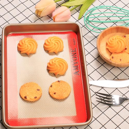 AMYONE 1/8 Sheet Silicone Baking Mats for 9x7" Toaster Oven, Platinum, 2PCS - size: 8.7"L x 5.9"W