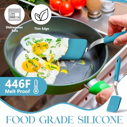 2Pcs Mini Silicone Cookie Brownie Spatula, Solid Flat, Light Blue - color: Light Blue, style: Solid Flat