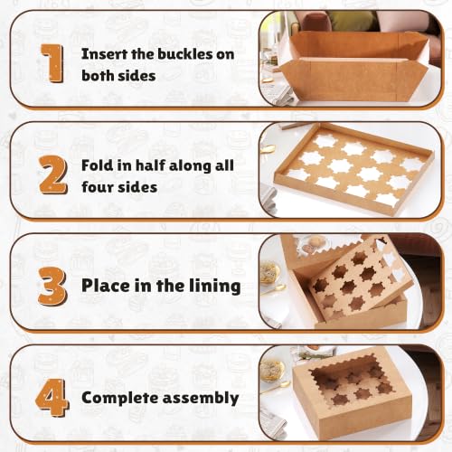 RYDDOY 12 Pack Brown Cupcake Boxes, Hold 12 Count Cupcake, Cupcake Carriers - color: Brown