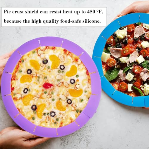 Adjustable Pie Crust Shields Baking Protectors, Silicone Cover Ring Fits 8-11.4 Inch Pies, Baking Pie Pizza Crust Shield Protector Cover for Edges (Purple-1pcs) - color: Purple-1pcs
