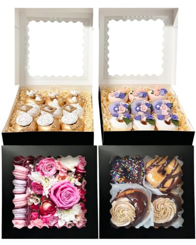 Bakepacker Auto-pop Up Pie Boxes 10x10x2.5 inches 36pcs Black - color: Black