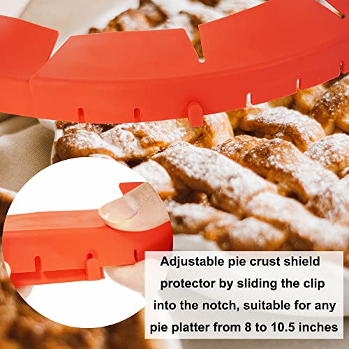Adjustable Pie Crust Shield Protector Pie Edge Protector Tools Round Silicone Baking Cake Pizza Cover BPA-Free for Halloween Christmas Baking Fits 8-11.5 Inches Pie - color: ZA-Red-2pcs+Purple-2pcs