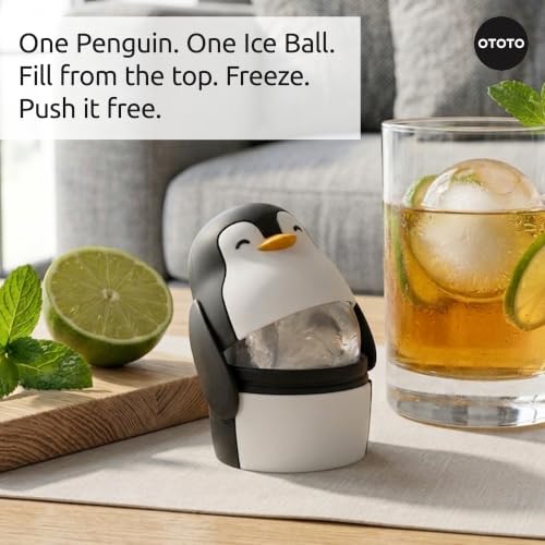 OTOTO Penny Penguin Ice Ball Maker, Sphere Ice Mold - White Elephant Gifts
