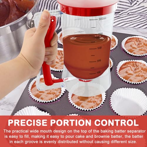 Pancake Batter Dispenser,4 Cup Cupcake Batter Dispenser Pancake Waffl Mix Dispenser Cream Separator with Measuring Label