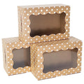 Polka Dot Cookie Boxes - 12 Pack - Brown Bakery Gift Box with Window - color: Craft White Polka Dots