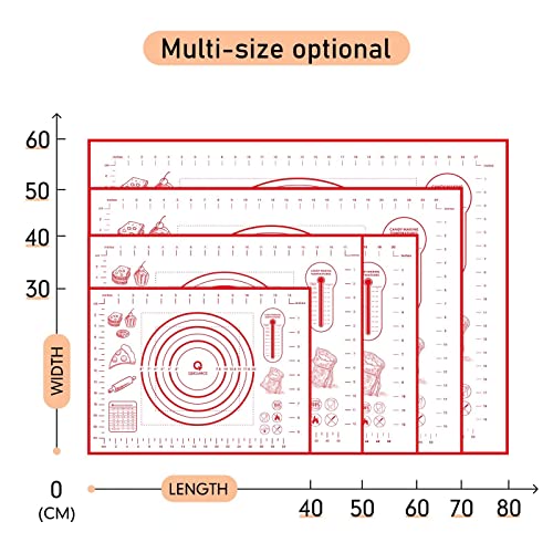Extra Large Silicone Pastry Mat, Baking Mat with Measurement, Kitchen Counter Mat for Fondant, Rolling Dough, Pie Crust, Pizza and Cookies - Oven Liner Mat/Kneading Matts, 24" x 32", Red - size: 24"L x 32"W