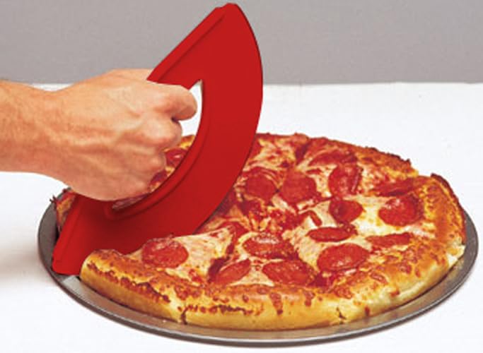 Smartwares Rock and Roll Pizza Cutter, Plastic Rocking Slicer, Made in USA - color: Red