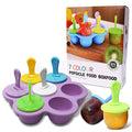 Silicone Popsicle Molds 7-cavity DIY Ice Pop Mold with Colorful Sticks For egg biting ice cream molds storage containers non stick cake molds (Purple) - color: Purple