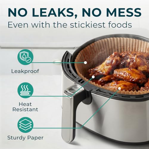 Air Fryer Liners Disposable Large 9.1” Round for 8-12 QT Basket - 128 Pcs - size: 9 inch - Round