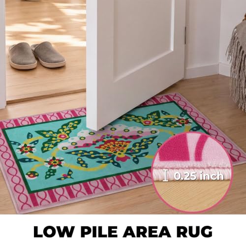 2x3 Pink Peony Area Rug, Soft Low Pile - color: Pink Peony, size: 2' x 3' (Rectangular)