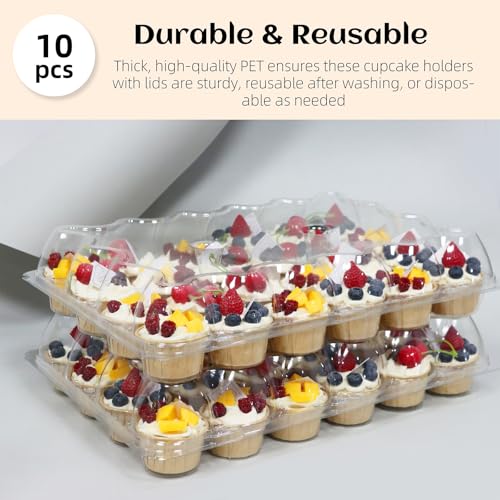 WIKDAY Plastic Cupcake Containers, 24 Count x 10 Sets
