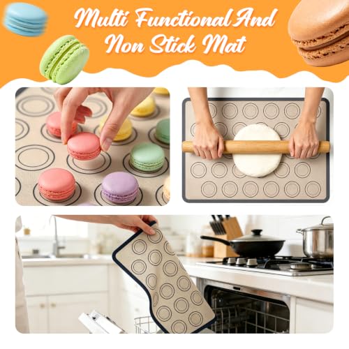 Macaron Silicone Baking Gray Mats, 17 Pcs Macaron Baking Kits - color: Gray