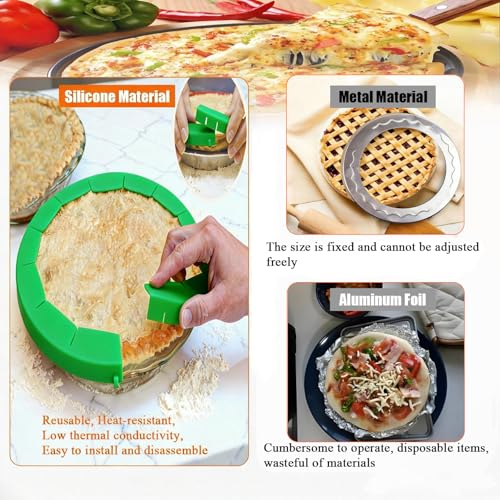 Easily Adjustable Silicone Pie Crust Protector, Fits8-11.5" Pie Crust - size: green