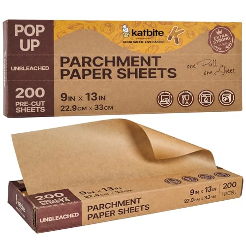 Katbite Pop-Up Parchment Paper Sheets, 9 x 13 Inch, 200 Count - size: 9x13 inch