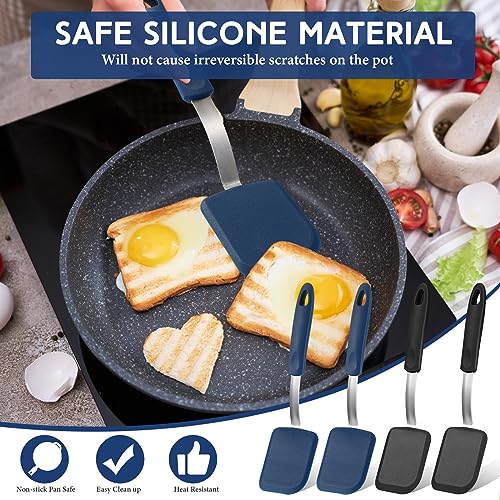 Gejoy 4 Pcs Silicone Turner Nonstick Flexible, Blue, Gray - color: Blue, Gray