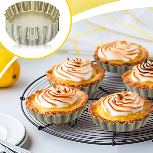 Tessco for you 16 Pcs Mini Tart Pans for Baking, Gold Round - size: 4 Inch (Round), style: Gold Round