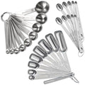 28 Pcs Stainless Steel Measuring Spoons Set with Leveler, Metal Round & Rectangular Spoons plus 2-Pack Mini Spoon Sets for Precise Cooking and Baking, Standard Sizes with Clear Engraved Markings - size: Set of 28