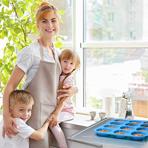 Silicone Muffin Pan Cupcake Set,Non-Stick 12 Cups and Mini 24 Cups - color: Blue