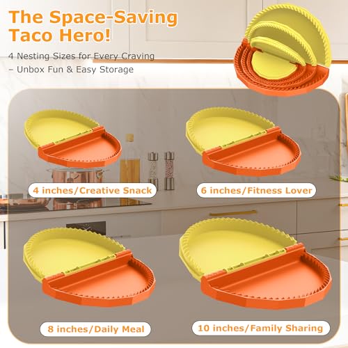 Tortilla Sealer Crimper Maker - for 10"+8"+6"+4" Flour Tortillas - color: Orange Yellow
