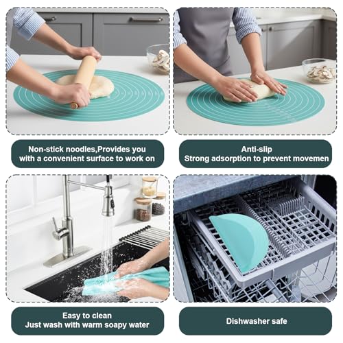 Cake Turntable Mat,11.8In Round Silicone Baking Mat