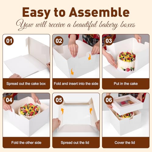 NEOACT 30 Pack Cake Boxes 10 inch, Cake Transport Container, 10x10x8 In - size: 30 Pcs-10x10x8 inches