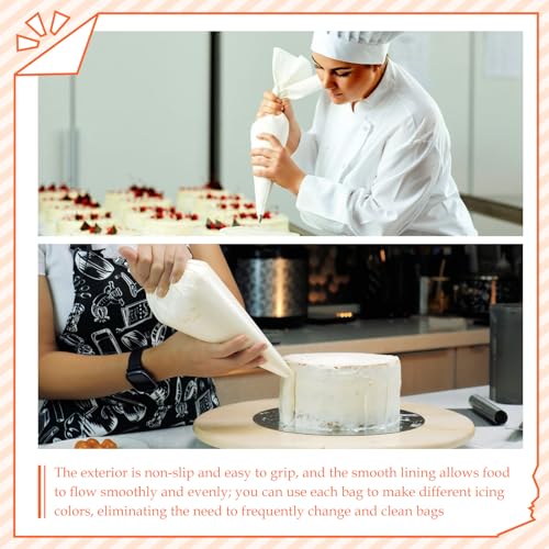4 Pcs Large Reusable Piping Bags White Cloth Frosting Bags with Plastic Coating 24" Large Canvas Cake Decorating Bag Icing Piping Bag for Frosting, Icing, Cakes, Cupcakes, Cookies