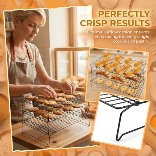 2-Tier Collapsible Cooling Racks, Detachable Wire Cooling Rack Stackable Drying Rack for Cookie Bread Pizza Baking, Fruits, Snacks Perfect for Outdoor Camping - size: 2 Tier