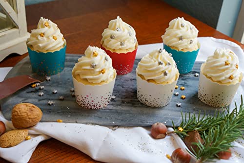 50-Pack Paper Baking Cups, Greaseproof Disposable Cupcake Muffin Liners (Large, Silver Confetti) - color: Silver Confetti