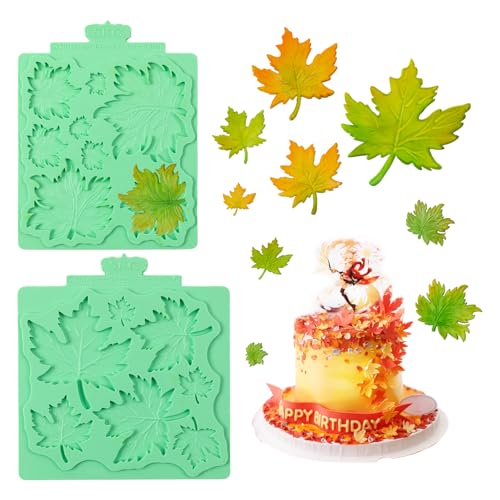 KALAIEN Leaf Molds Silicone,Leaves Chocolate Fondant Molds Set of 2 (Maple) - color: 2 Pcs(maple)