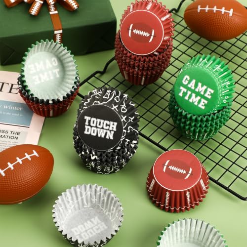 SANNIX 450pcs Football Cupcake Liners Baking Cups Rugby Cupcake Wrappers - style: Football